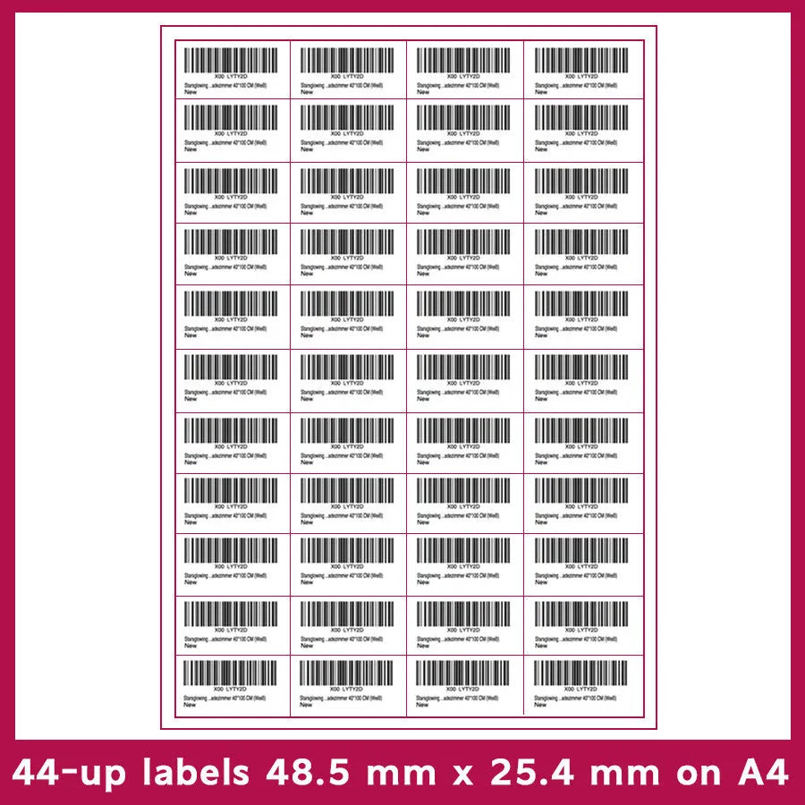 FBA barcode labels paper A4 sheets in multiple grid formats for Amazon serial numbers