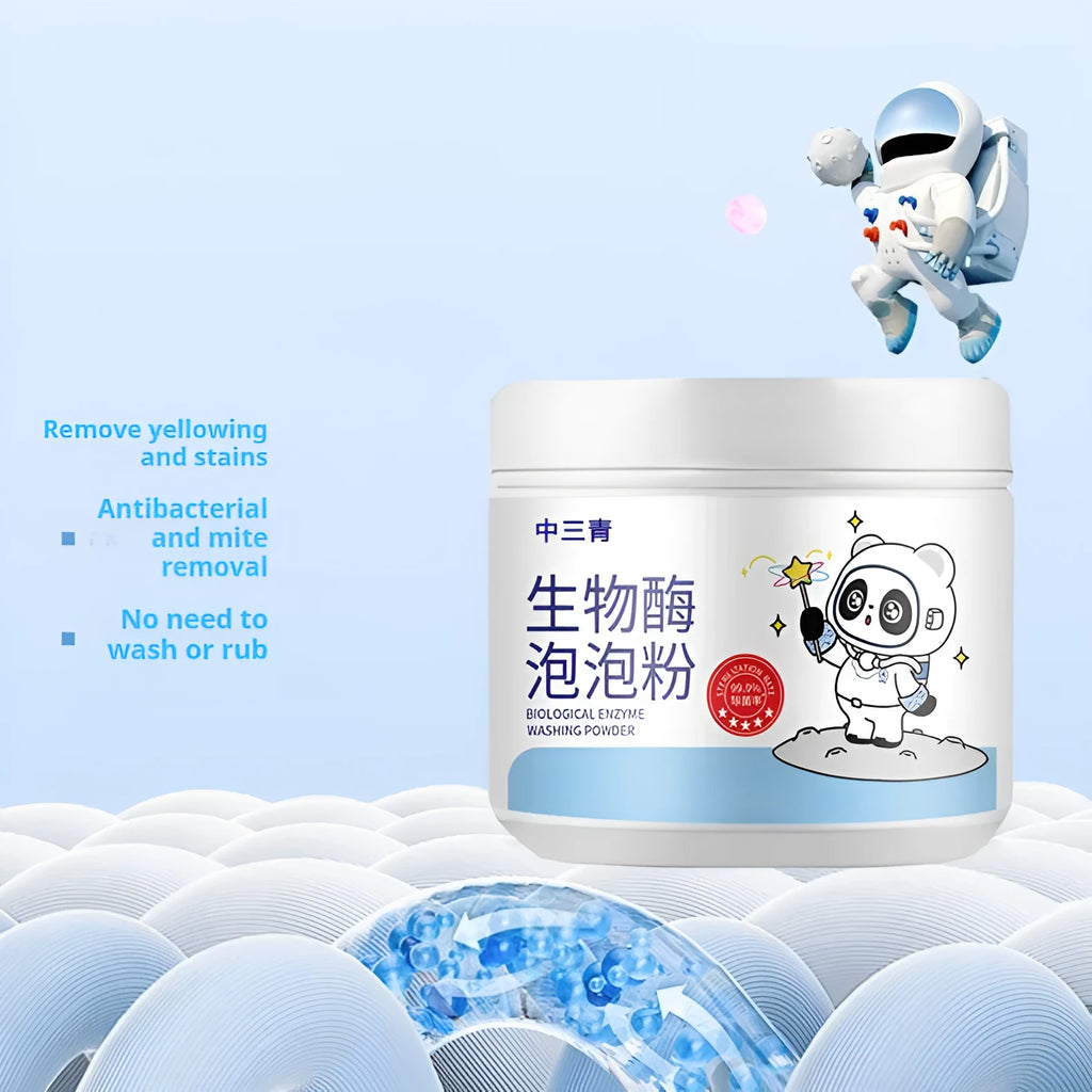 Bottle of biological enzyme bubble powder laundry detergent for down jackets and wool