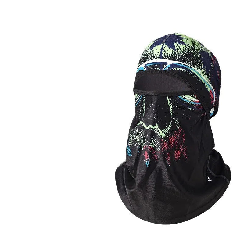 Motorcycle windproof head cover with gloves set in cotton fabric, street-style dome design for autumn winter riding