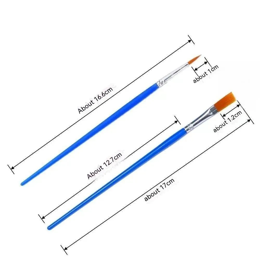 Children's graphic art gouache pen set with flat and hook line pens on a white background