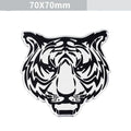 Aluminium metal car badge stickers featuring embossed lion, eagle, wolf head, and tiger designs.