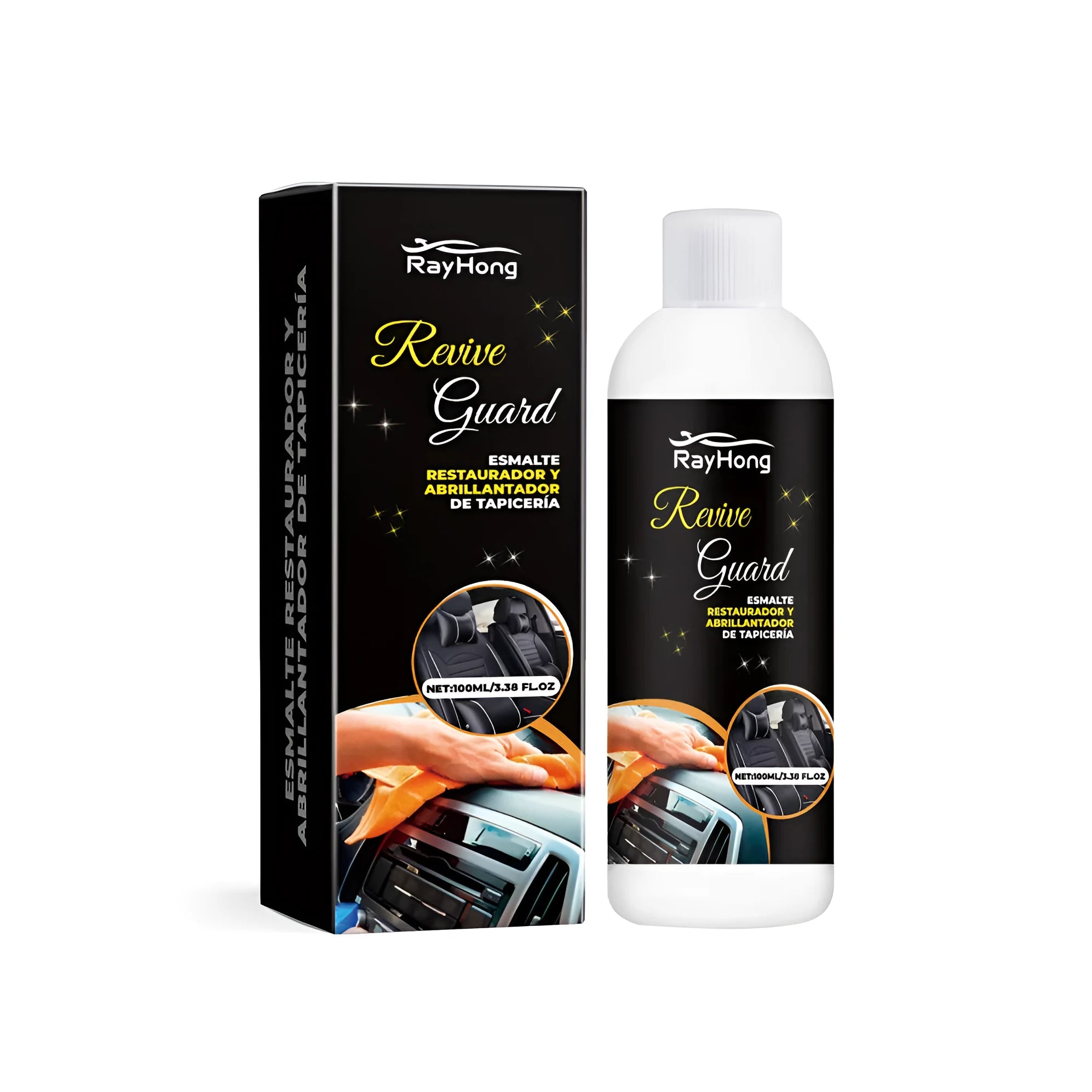 Automotive polish tube for car interior maintenance measuring 3.8cm by 12.3cm