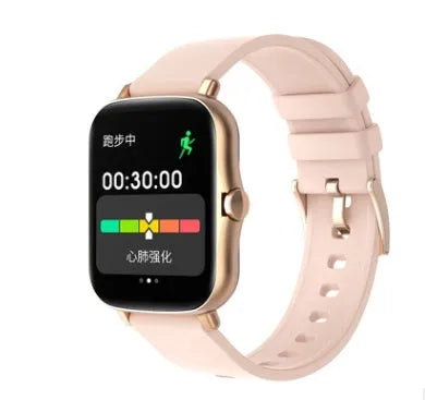 Black smart watch with 1.7-inch colour touchscreen on an adjustable strap.