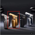HB805-1 metal windproof lighter in black gold grey or silver colours showing compact 72mm design