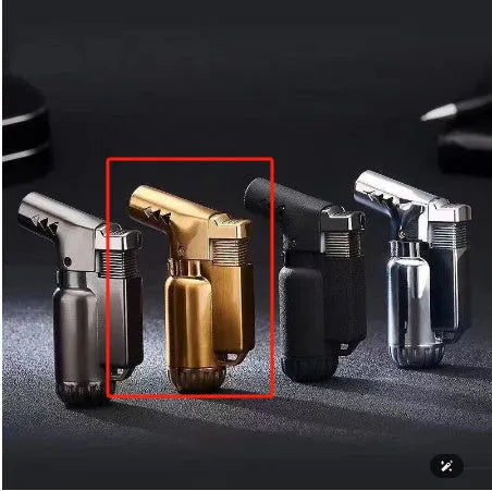 HB805-1 metal windproof lighter in black gold grey or silver colours showing compact 72mm design