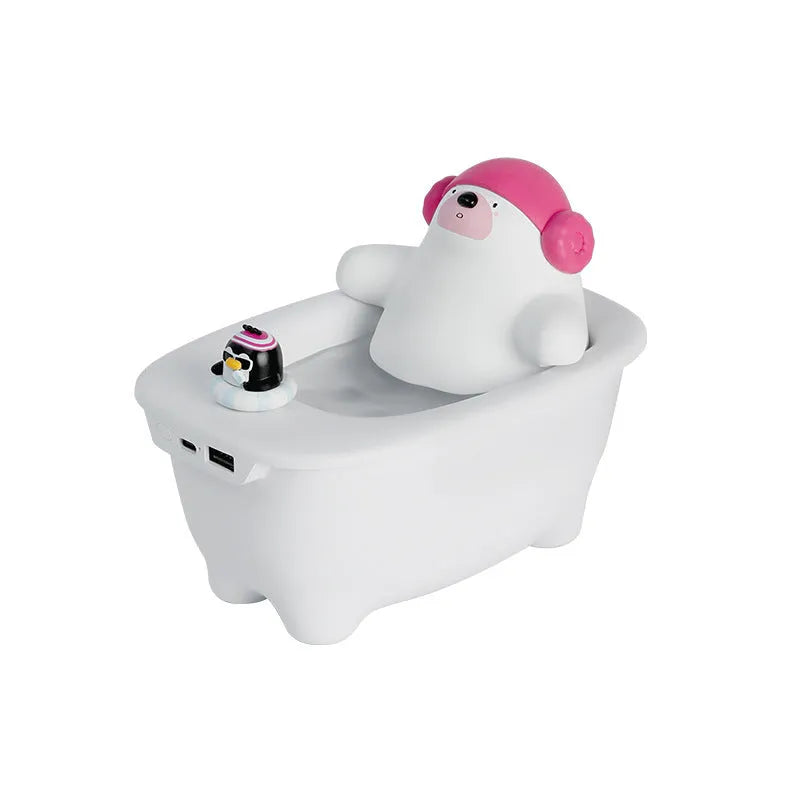 White USB air humidifier and aromatherapy diffuser with large water tank on a desk