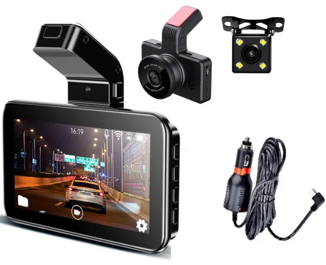 3-inch HD car DVR double lens dashboard camera with front and rear recording capabilities