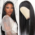 Headband wig with synthetic hair in straight or curly styles and wine red colour option