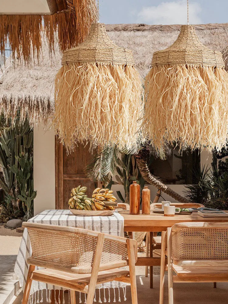 Southeast Asian style woven rattan pendant light with 50cm diameter for restaurant ceiling