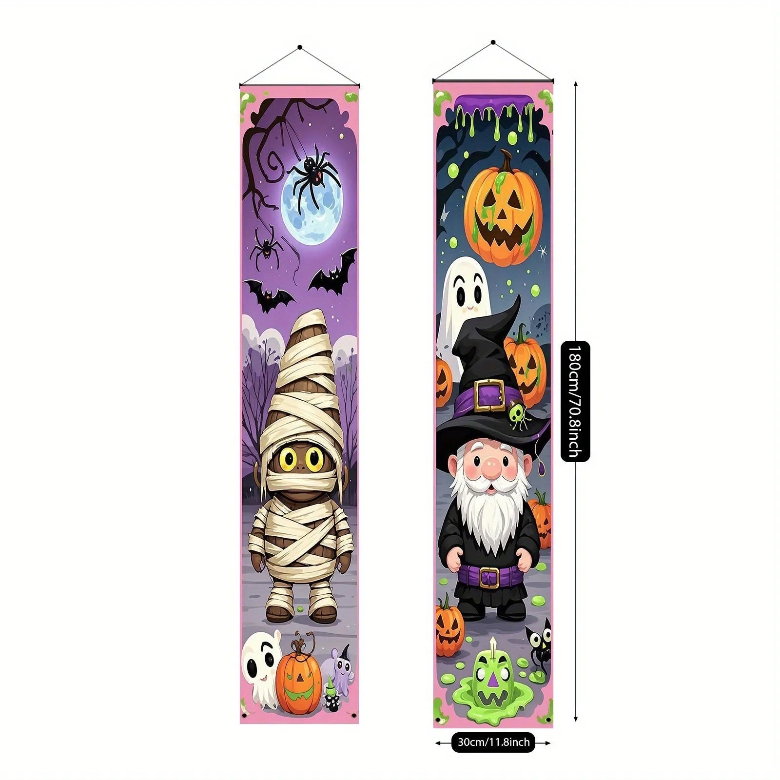 Pair of polyester Halloween couplet hanging banners measuring 30x180cm for Halloween decoration