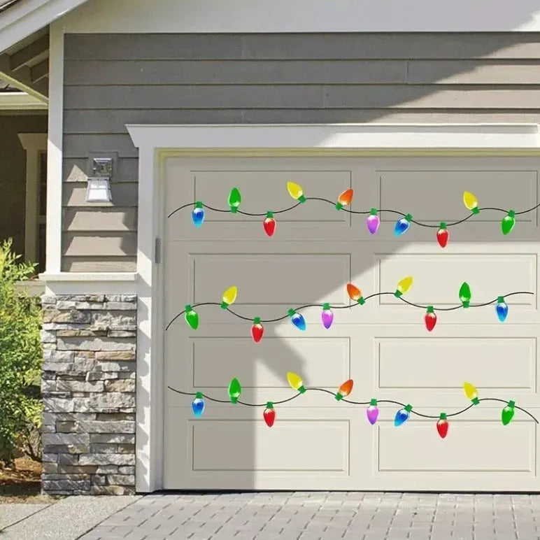 Christmas decorative set with reflective bulb and wire shapes on a magnetic backing for car and fridge decoration.