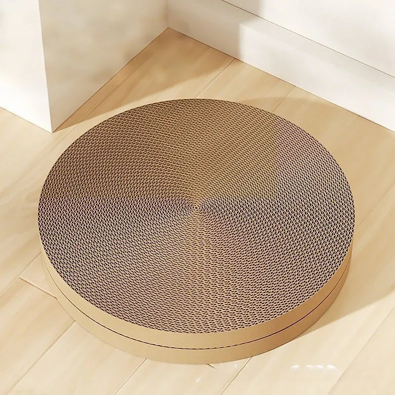 Round green cat scratching board with replaceable corrugated paper centre, 55cm diameter
