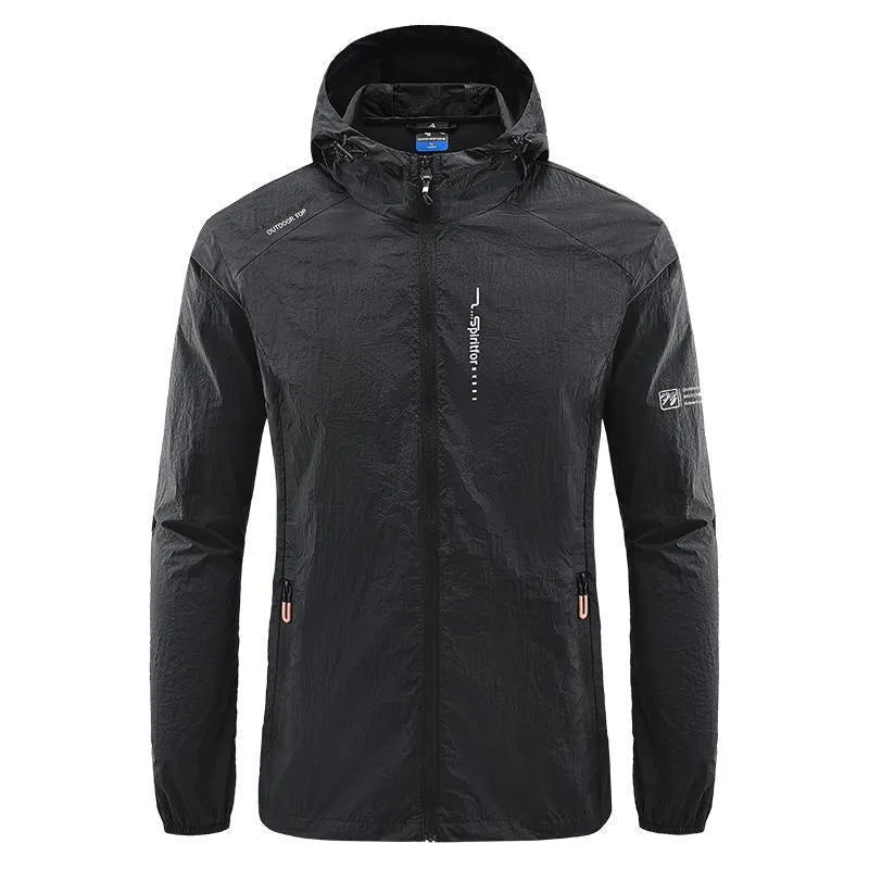 Men's lightweight nylon hooded jacket for summer sun protection in various colours.