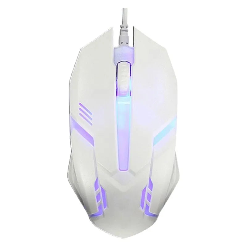 Wired USB computer mouse with glow lighting in black or white colour options