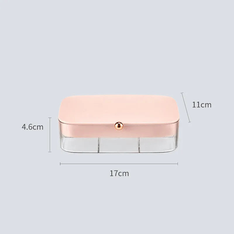 Minimalist jewellery storage box with multi-layer compartments in green colour measuring 17 x 11 cm