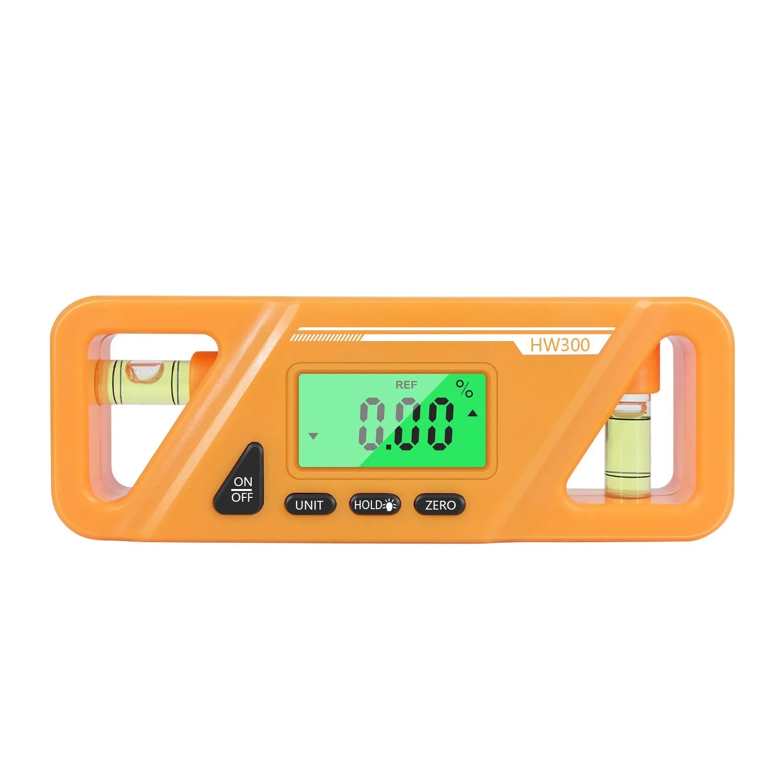 HW300 series digital magnetic inclinometer level meter showing angle display on metal surface