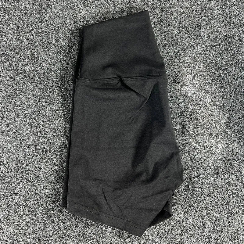 Women's high-waist yoga shorts in nylon fabric for running, sports, and cycling activities