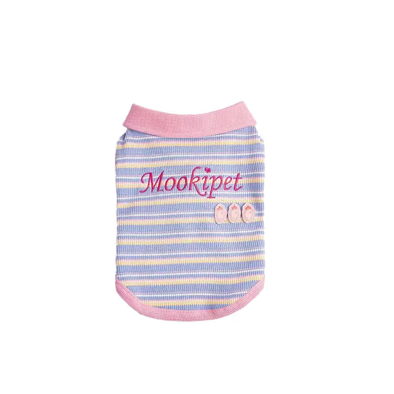 Pink purple pet vest for small dogs and cats showing lightweight autumn clothing design