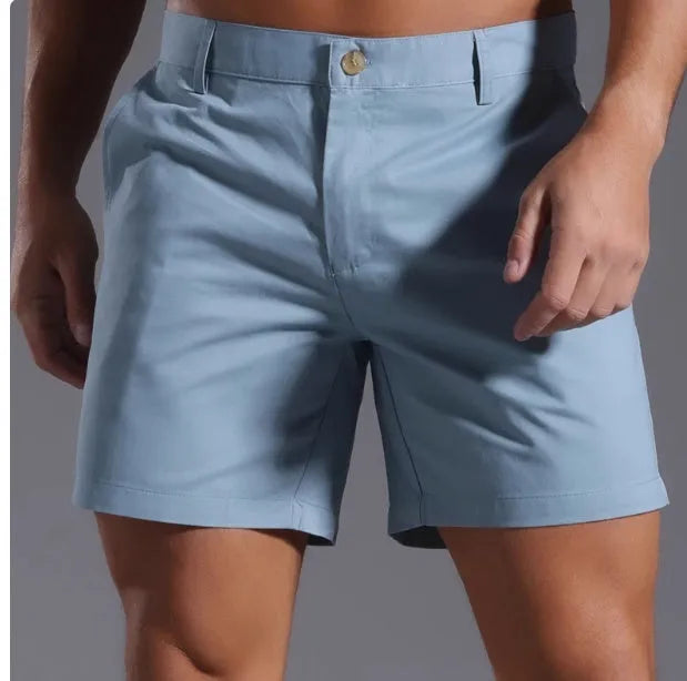 Men's cotton blend micro-elastic casual sports shorts in straight leg Korean style