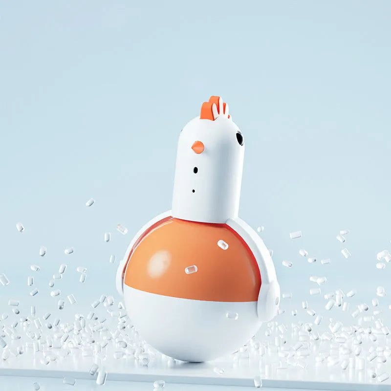 Electric cat toy chicken shape with infrared sensor, self-balancing motion, and cat call function