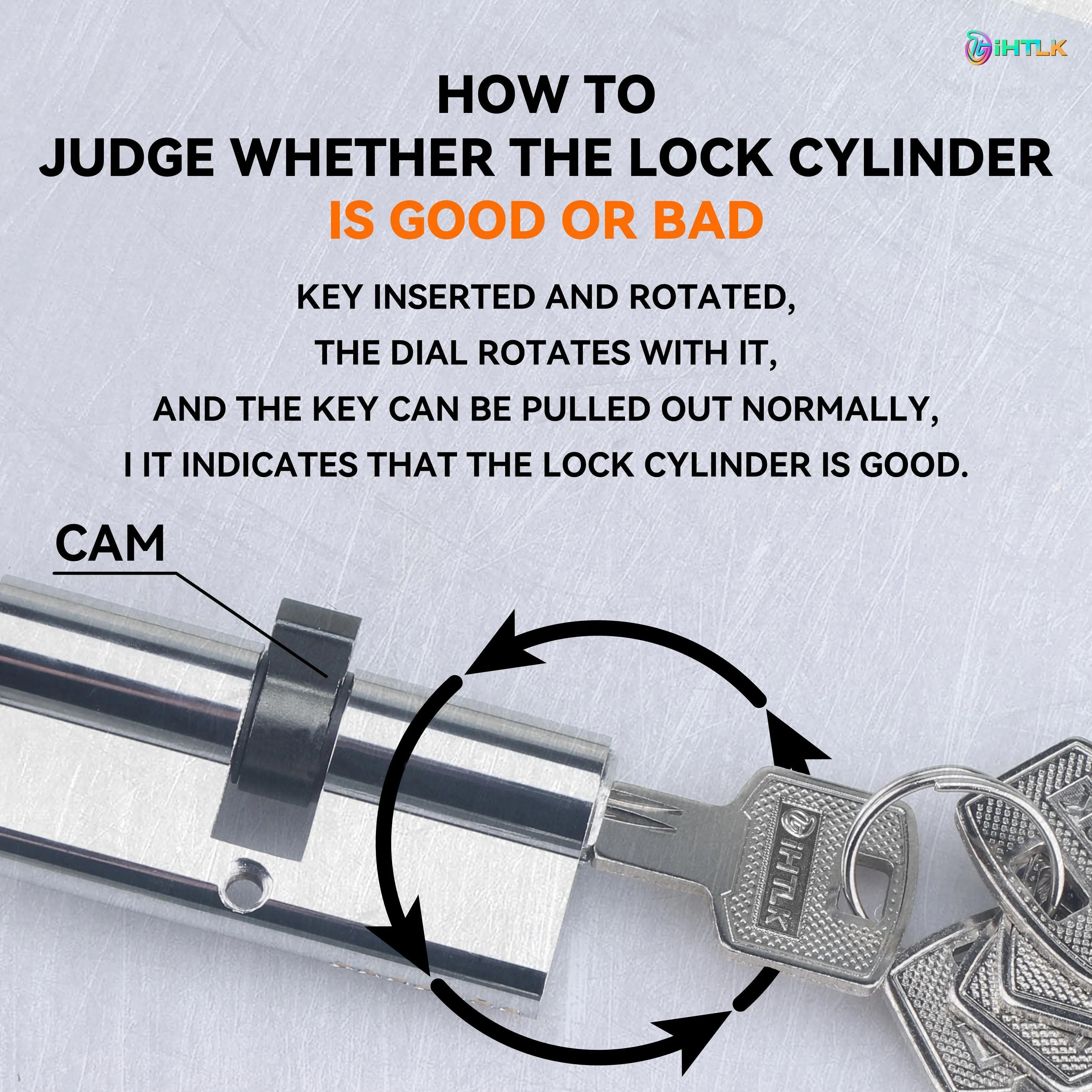 70mm European standard knob lock cylinder with 5 keys, multi-layer electroplated finish, available in six colours