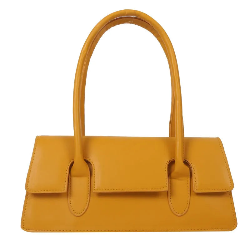 Women's small square shoulder bag in PU leather with document pocket and stitching detail