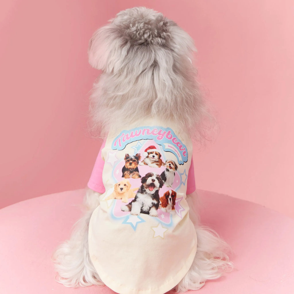 Cotton dog summer clothes with embroidery in red or pink colours, sizes XS to XXL