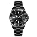 Men's waterproof quartz watch with 14mm thickness, business style, available in black and gold shell colour options