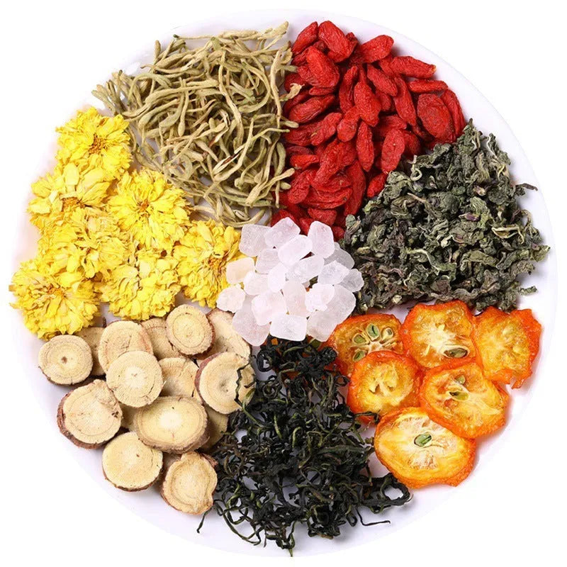 Box of honeysuckle chrysanthemum herbal tea bags for fire health care with gift tea cup