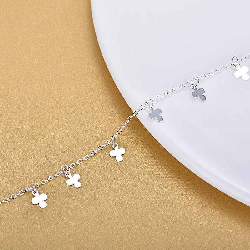 Irish clover lucky bracelet silver plated 30% natural flower shape women's adjustable