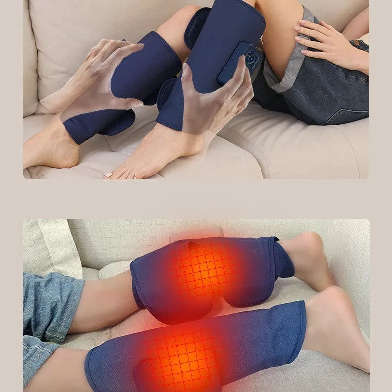 Leg massager with calf airbag heating, ultrasonic vibration, and EMS electric pulse in English language option