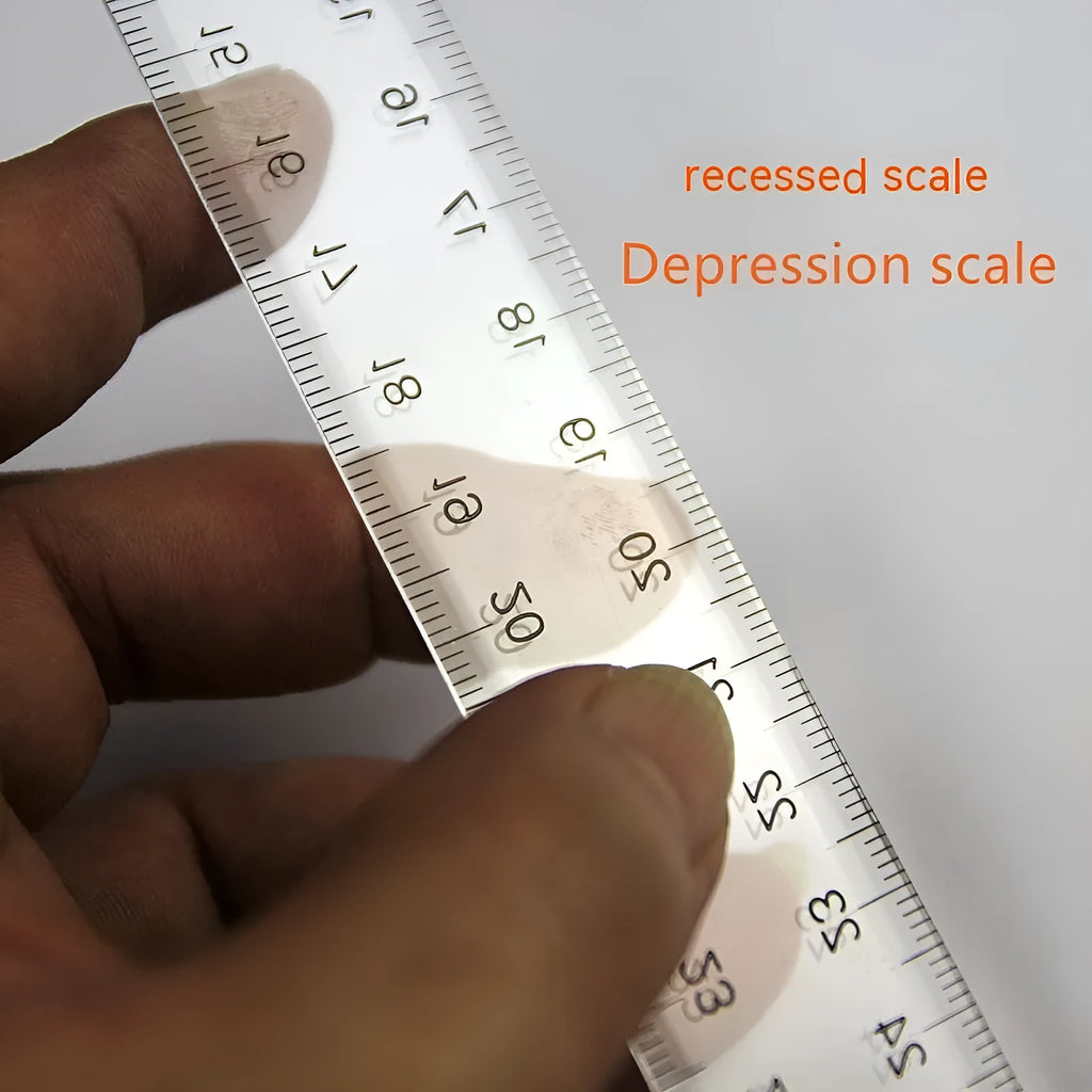 Plastic T-square ruler with British/metric markings in transparent or orange yellow colour options
