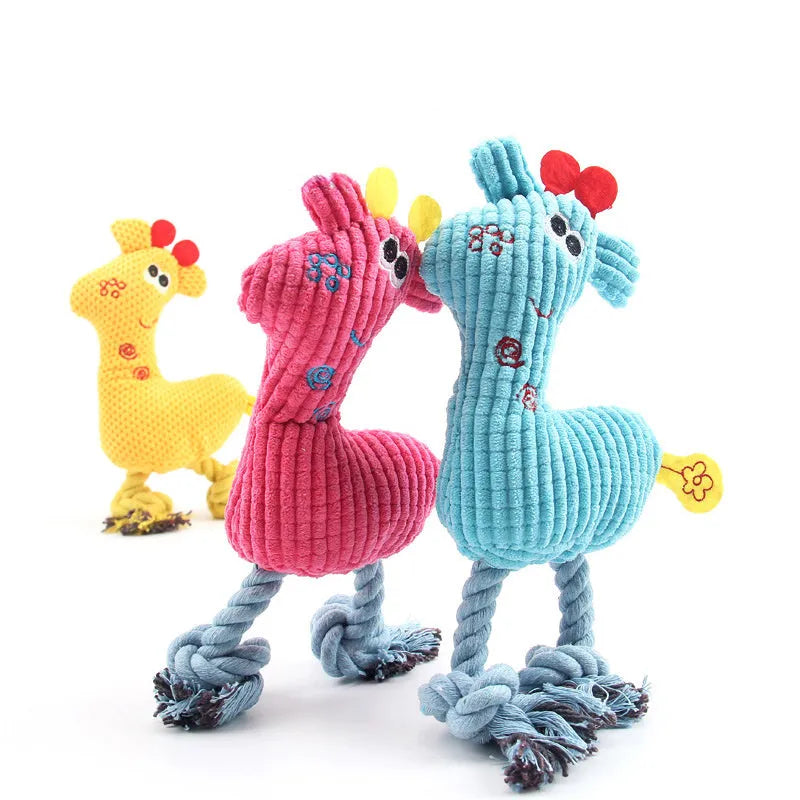 Blue deer-shaped plush pet toy with corn grain texture, suitable for dogs and cats