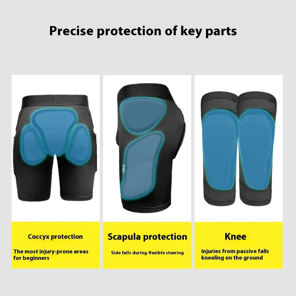 X-ray diffraction ski protective inner wear cushions for hip and knee protection during sports