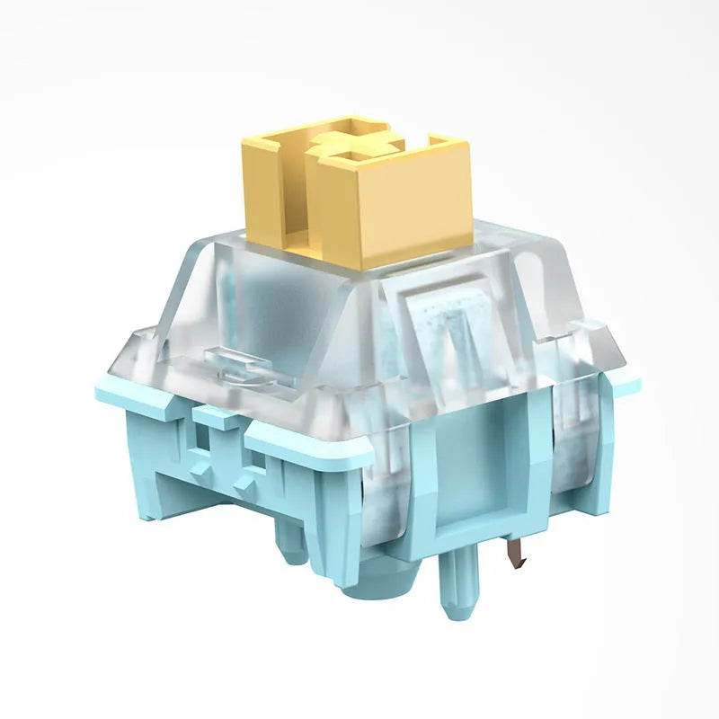 36 Sea Salt Lemon PRO Mute mechanical keyboard switches with transparent housings on a white background.