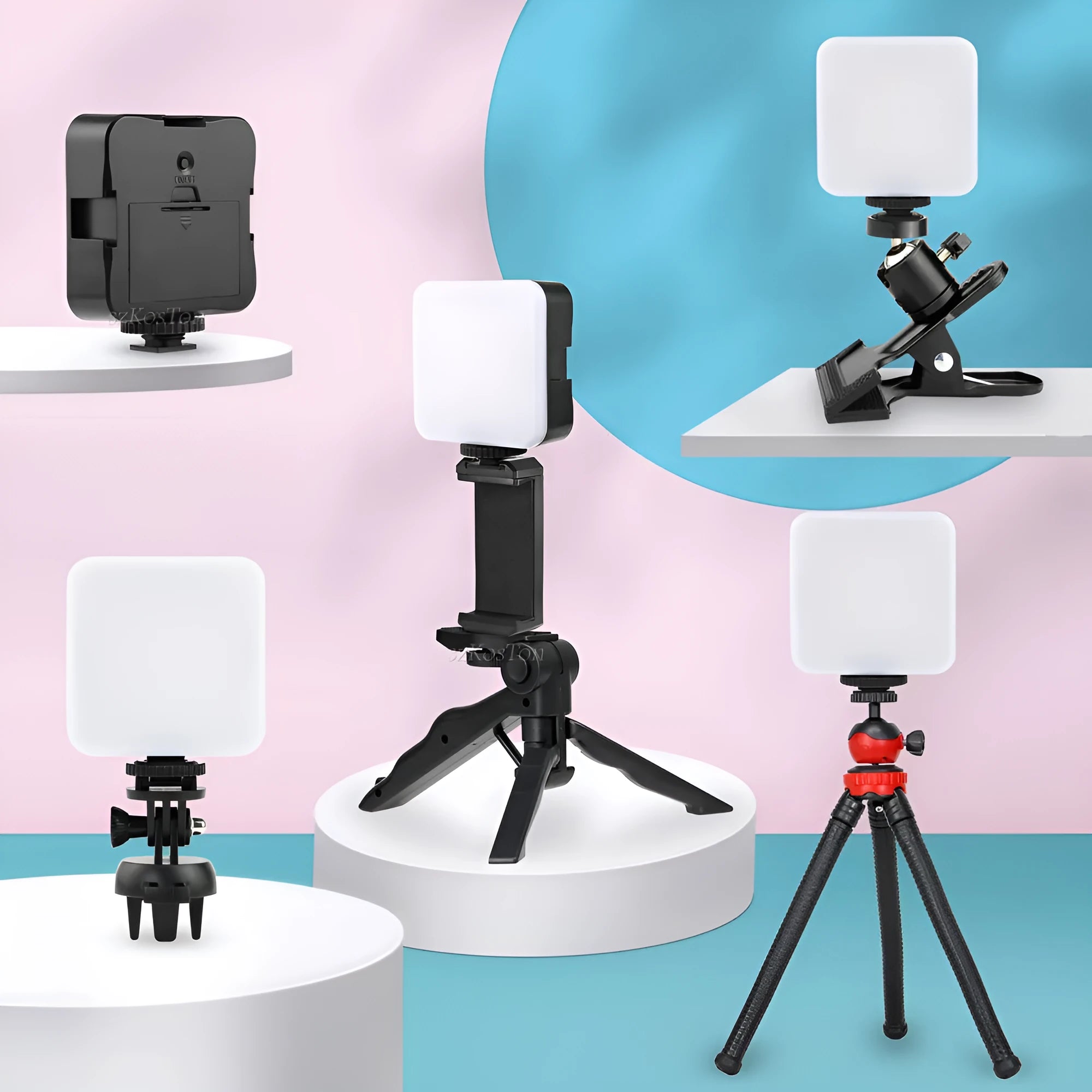 LED mini square outdoor pocket light tripod with top flash measuring 7.3cm by 2.8cm by 8.4cm