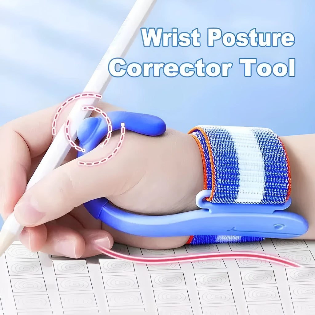Blue Anti-hook Holder Pen Control Corrector wrist brace for pencil grip training
