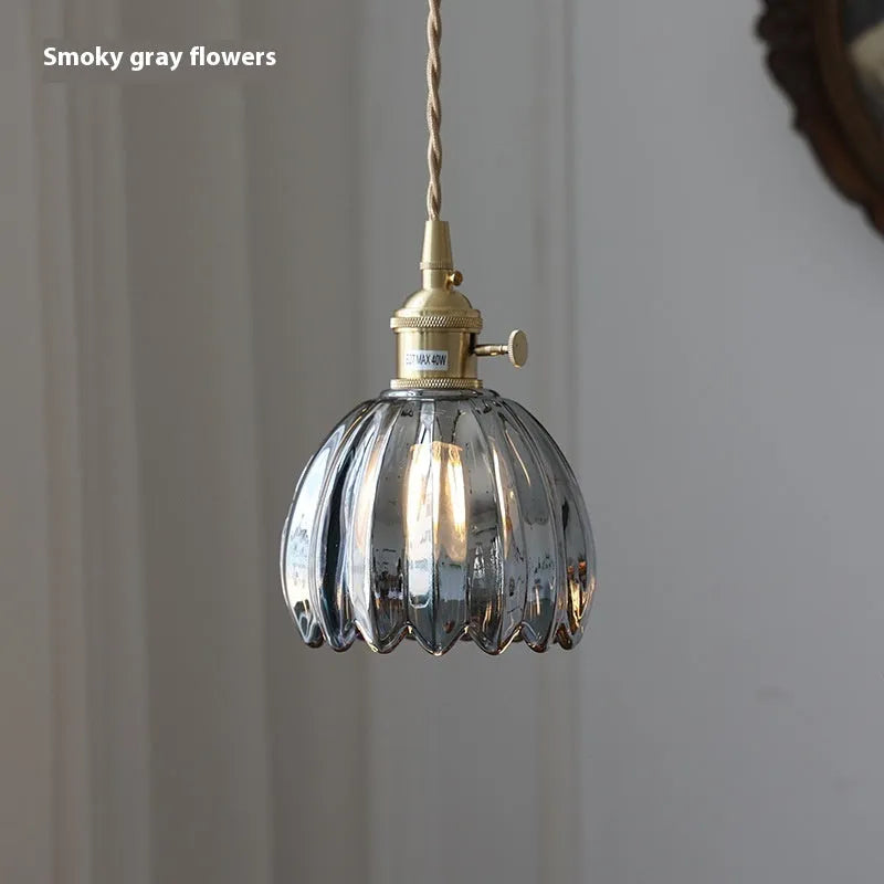 Vintage glass flower chandelier with Nordic design in amber, white, green, transparent or smoky grey colours