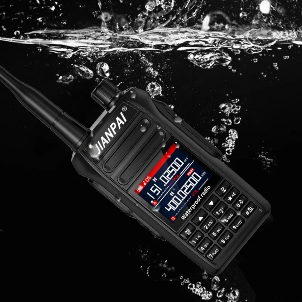 Black aviation interphone headset with antenna, battery, and charging accessories for cockpit communication