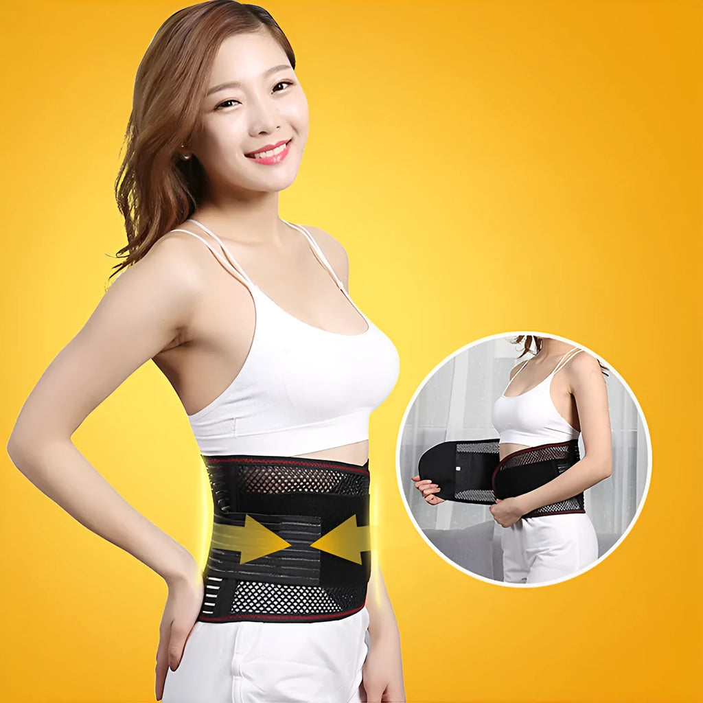 Black breathable decompression sports waist support with steel plate for adult fitness activities