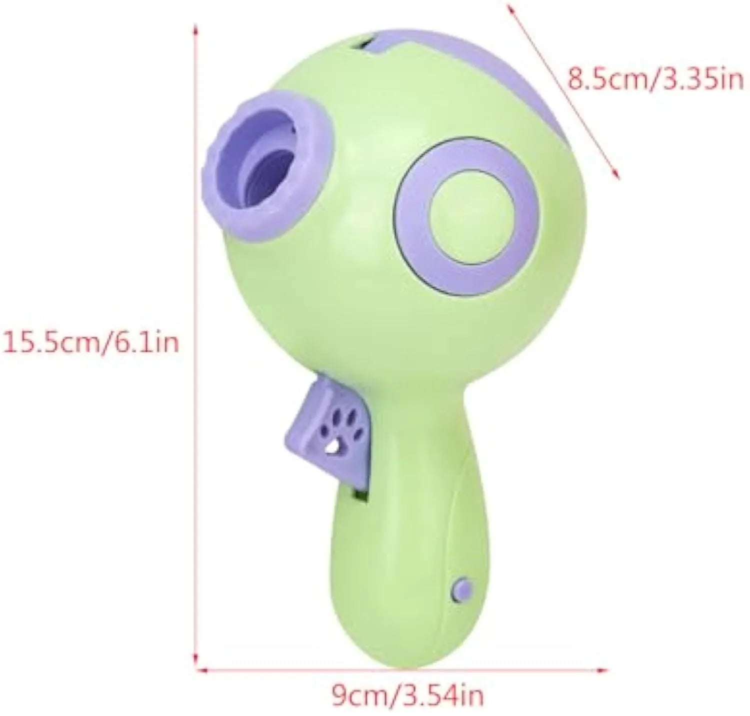 Green dog treat launcher and slow feeder toy for interactive pet training