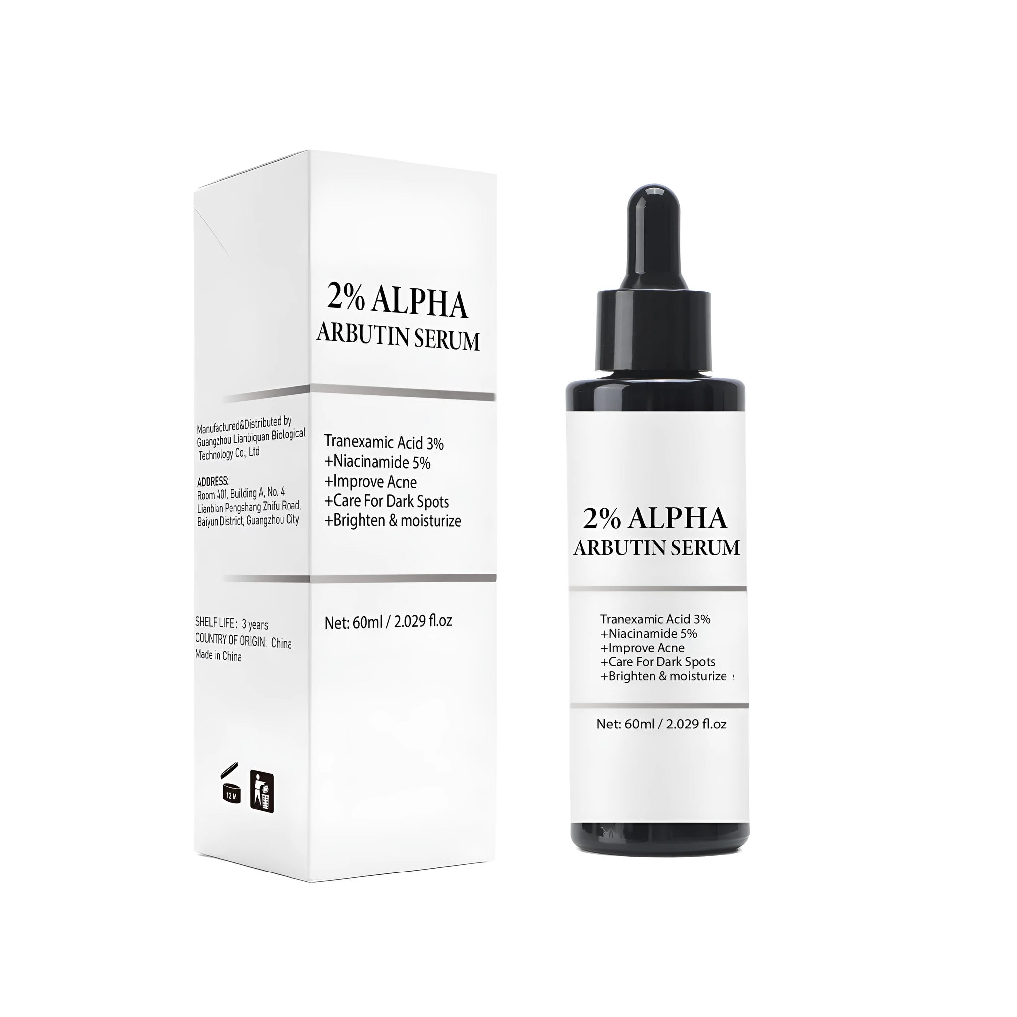 Alpha-Arbutin Care Solution Facial Serum 60ml bottle with 38mm diameter