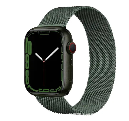 Stainless steel watch strap in silver, shown with measurements for 38mm/42mm cases and 22mm/24mm lugs.