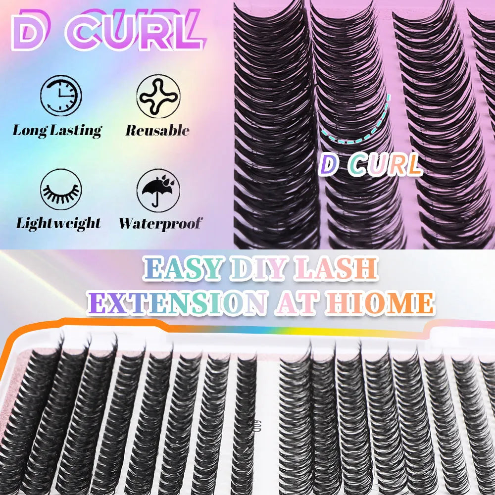 32 rows of eyelashes book cluster 640 segmented lashes set with Style1 and Style2 options