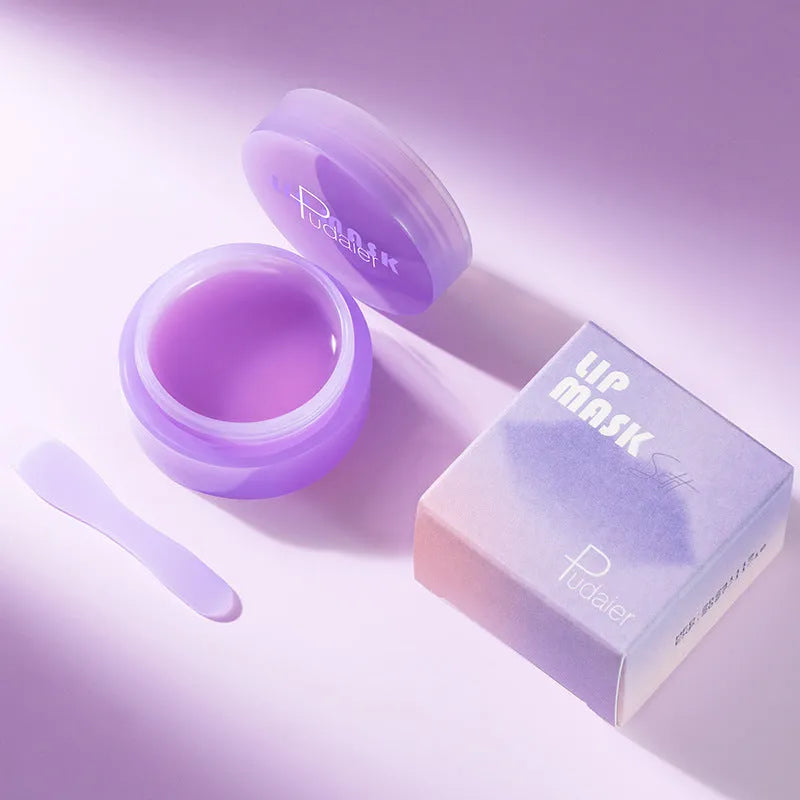 Lip balm exfoliating treatment box containing 10ml formulation with lip film and scraper applicator