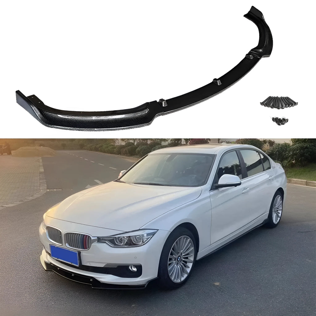 Glossy black polypropylene front bumper lip spoiler for BMW 3 Series F30 F35 models