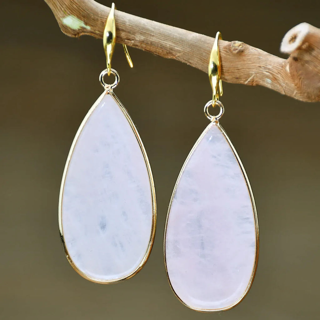 Vintage stone drop earrings with water droplet texture in Tigereye, amethyst, pink crystal, Redstone or turquoise