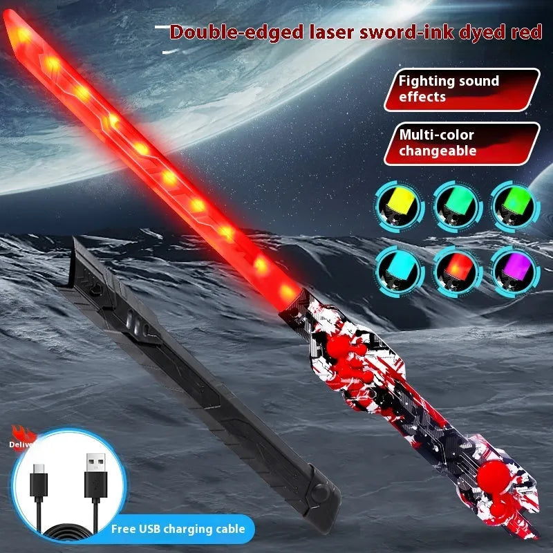 Thunder Flame double-edged retractable laser toy knife in ABS plastic, educational Children's Day gift, multiple colour styles