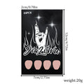 Set of 24 short almond-shaped false nails in a simple black French style design on a white background.