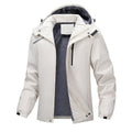 Plus-size men's hooded waterproof coat in Army Green colour showing loose fit and functional design.